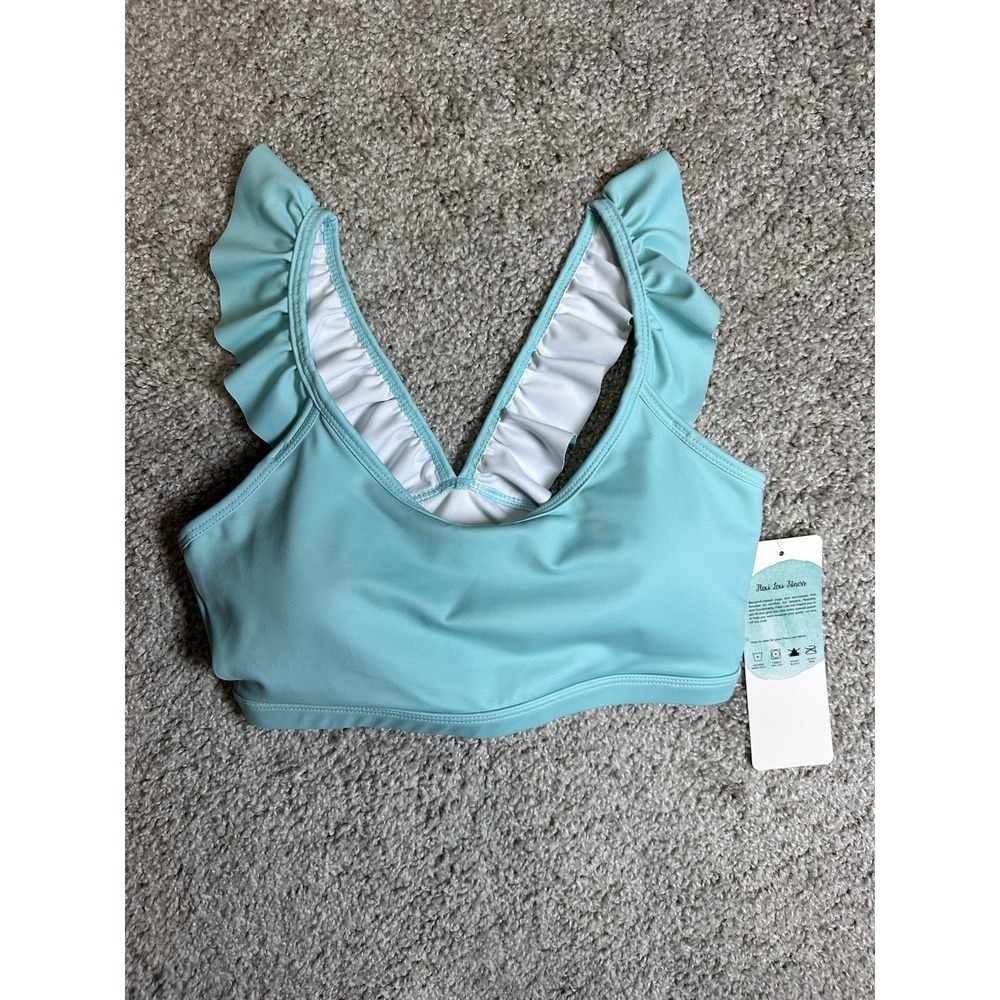 Flexi Lexi Fitness Ruffle Sports Bra Crop Top Aqua Mint Yoga‎ NWT Small